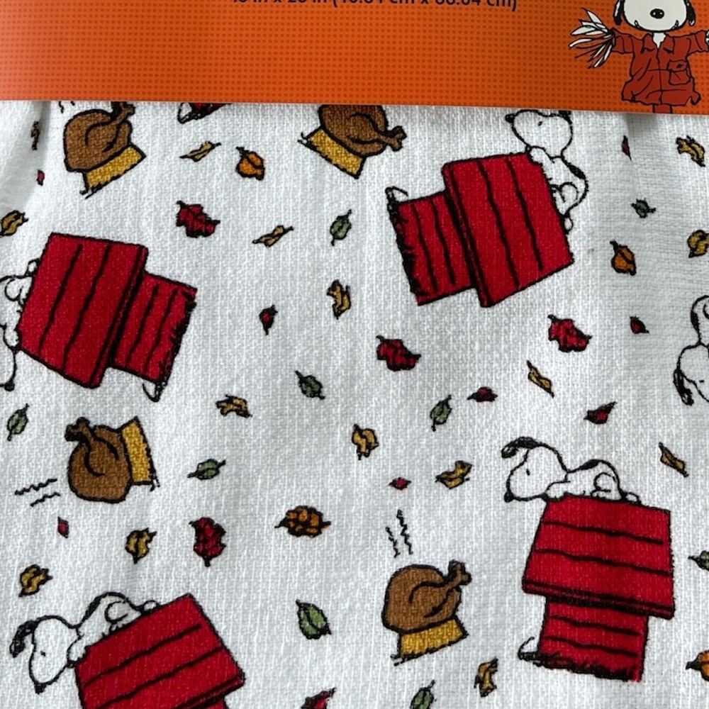 🆕PEANUTS SNOOPY THANKSGIVING 🦃 SET OF 3 KITCHEN TOWELS - Picture 6 of 8